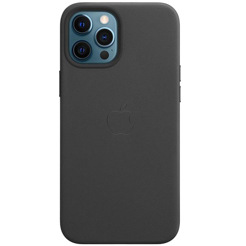 Шкіряний чохол Leather Case (AAA) with MagSafe and Animation для Apple iPhone 12 Pro (6.1'') (Black)