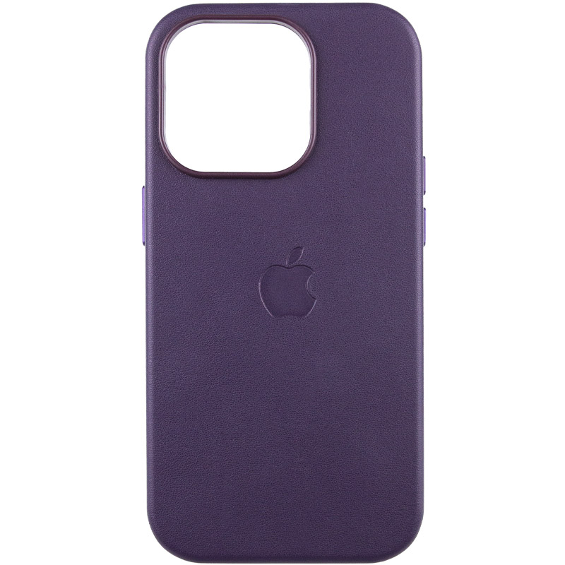 Кожаный чехол Leather Case (AAA) with MagSafe and Animation для Apple iPhone 14 Pro (6.1") (Deep Violet)