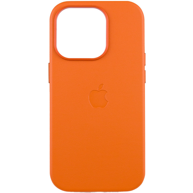 Шкіряний чохол Leather Case (AAA) with MagSafe and Animation для Apple iPhone 14 Pro (6.1") (Orange)