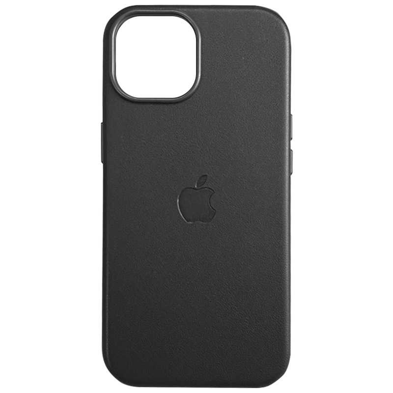 Кожаный чехол Leather Case (AAA) with MagSafe and Animation для Apple iPhone 15 (6.1") (Black)