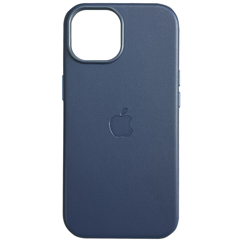 Шкіряний чохол Leather Case (AAA) with MagSafe and Animation для Apple iPhone 15 (6.1") (Blue)