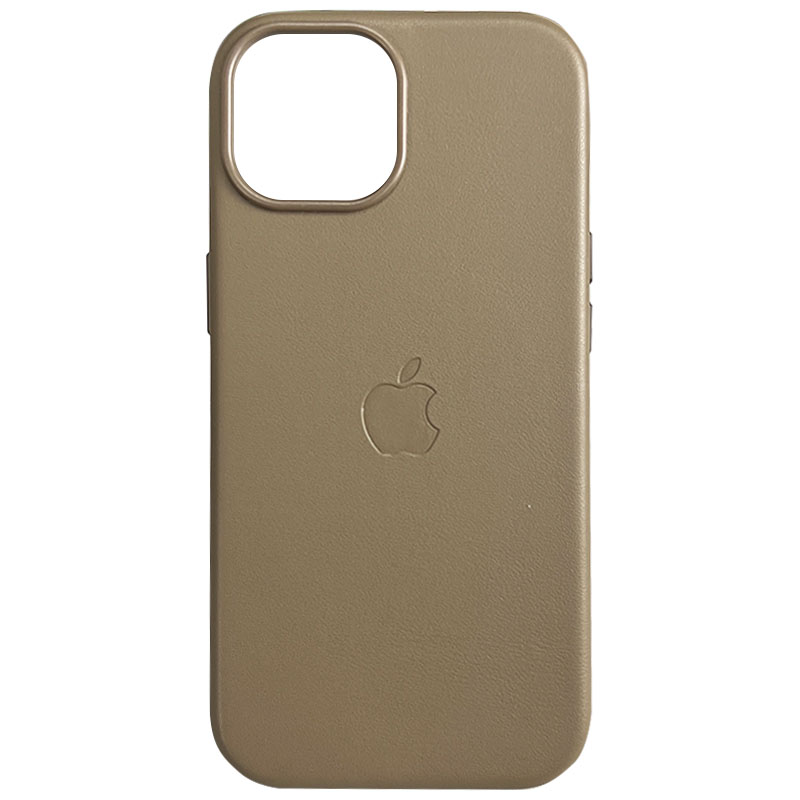 Шкіряний чохол Leather Case (AAA) with MagSafe and Animation для Apple iPhone 15 (6.1") (Light Brown)