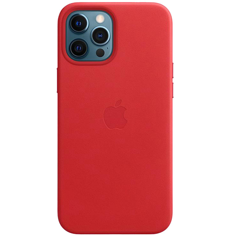 Кожаный чехол Leather Case (AAA) with MagSafe для Apple iPhone 12 Pro / 12 (6.1") (Red)