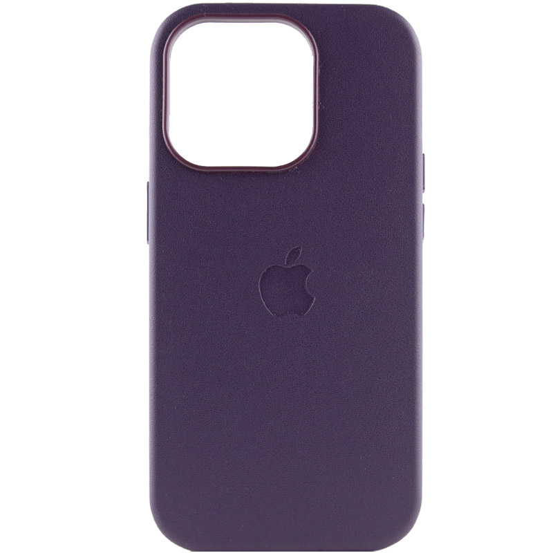 Кожаный чехол Leather Case (AAA) with MagSafe для Apple iPhone 14 Pro (6.1") (Deep Violet)