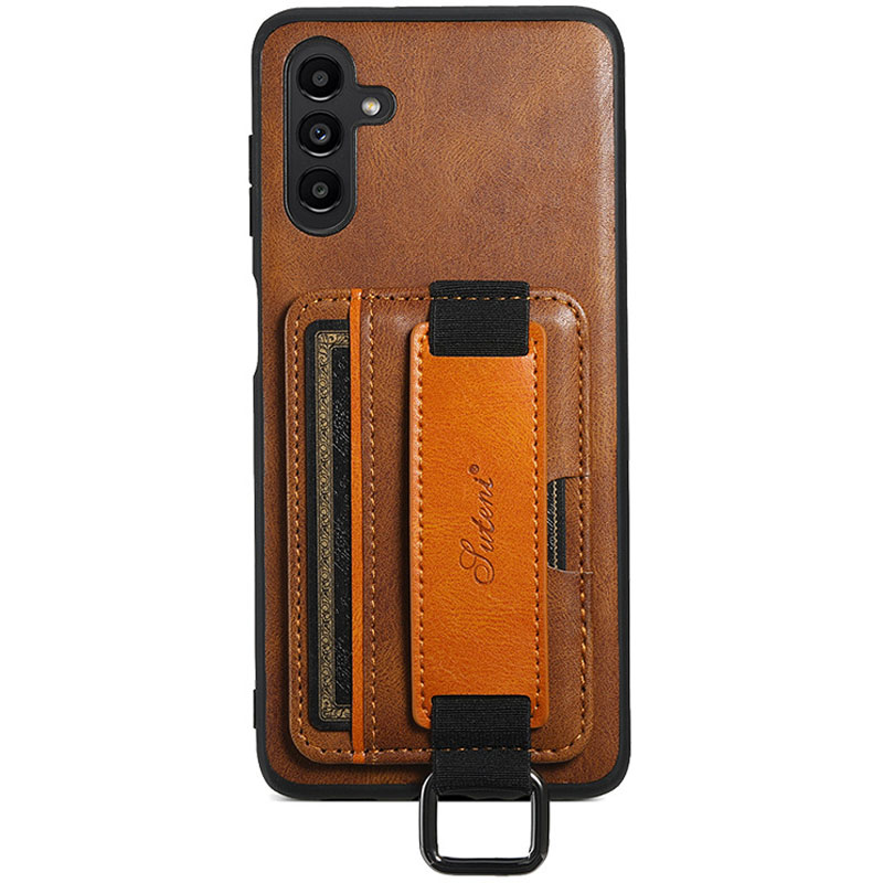 Кожаный чехол Wallet case and straps для Samsung Galaxy A14 4G/5G (Коричневый / Brown)