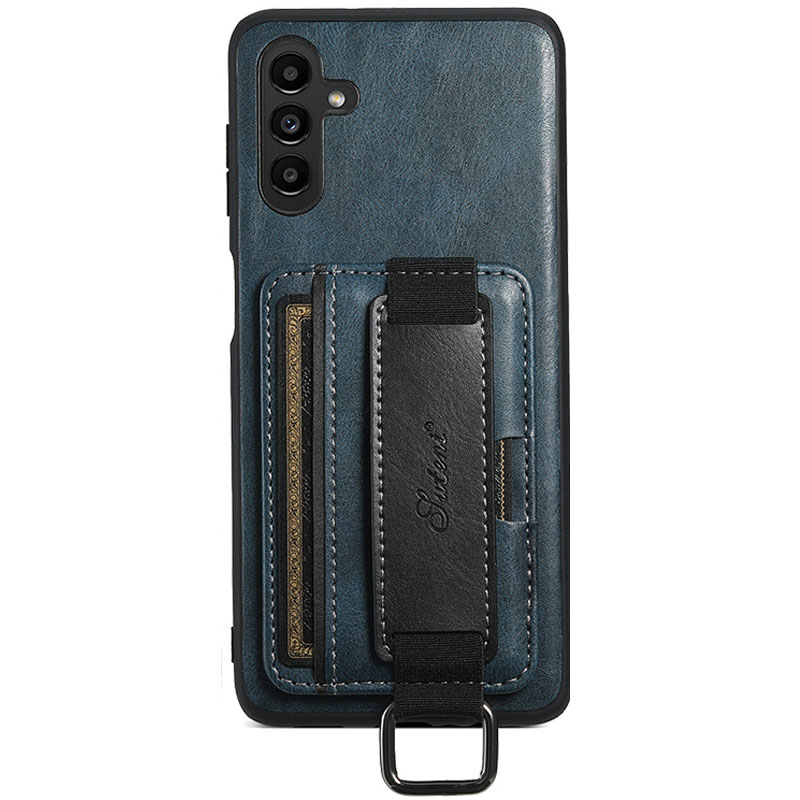 Кожаный чехол Wallet case and straps для Samsung Galaxy A14 4G/5G (Синий / Blue)