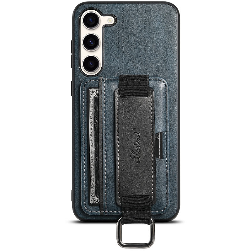 Кожаный чехол Wallet case and straps для Samsung Galaxy A24 4G (Синий / Blue)