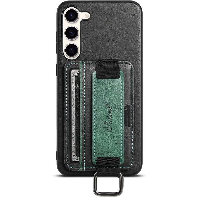 Шкіряний чохол Wallet case and straps для Samsung Galaxy S23 (Чорний / Black)