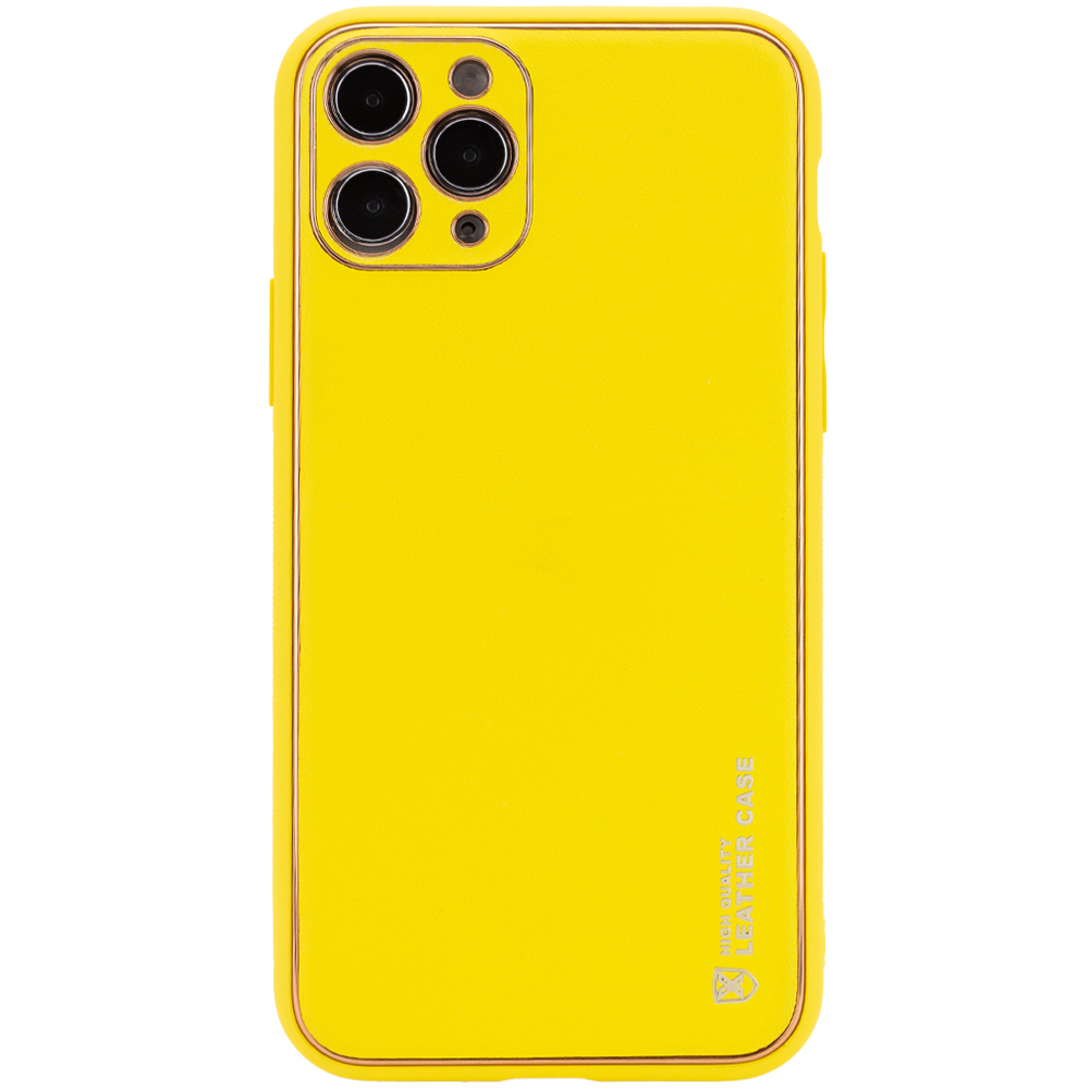 Кожаный чехол Xshield для Apple iPhone 12 Pro (6.1") (Желтый / Yellow)