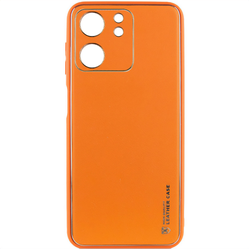 Кожаный чехол Xshield для Xiaomi Redmi 13C / Poco C65 (Оранжевый / Apricot)