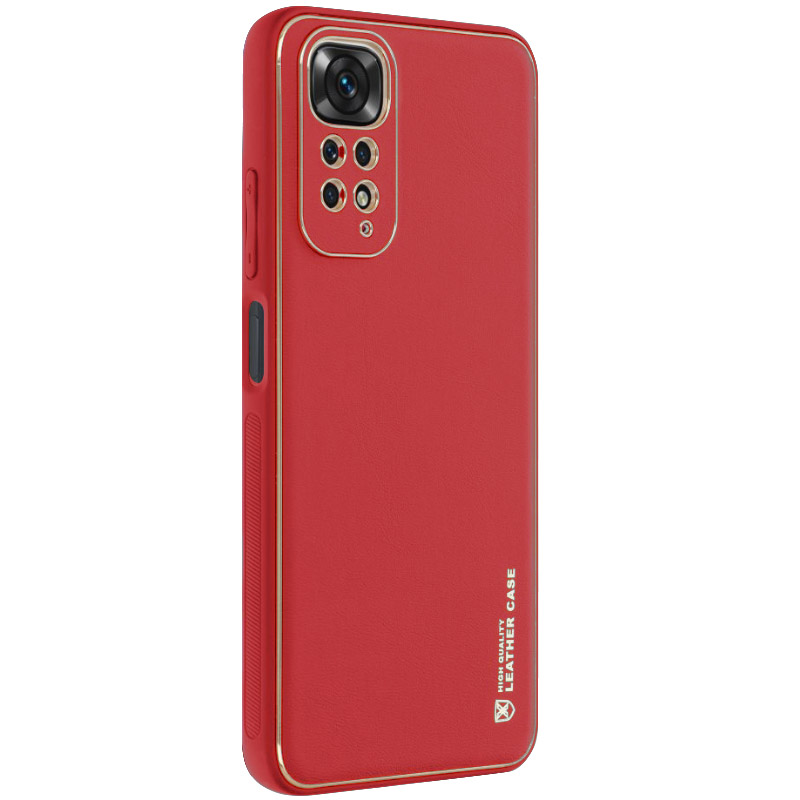 Кожаный чехол Xshield для Xiaomi Redmi Note 11 (Global) / Note 11S (Красный / Red)