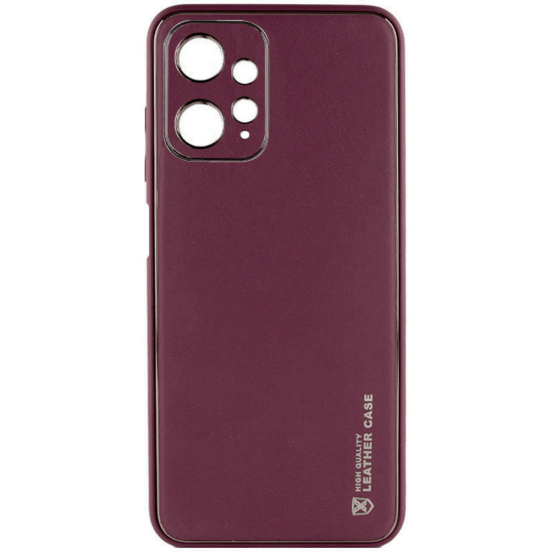 Кожаный чехол Xshield для Xiaomi Redmi Note 12 4G (Бордовый / Plum Red)