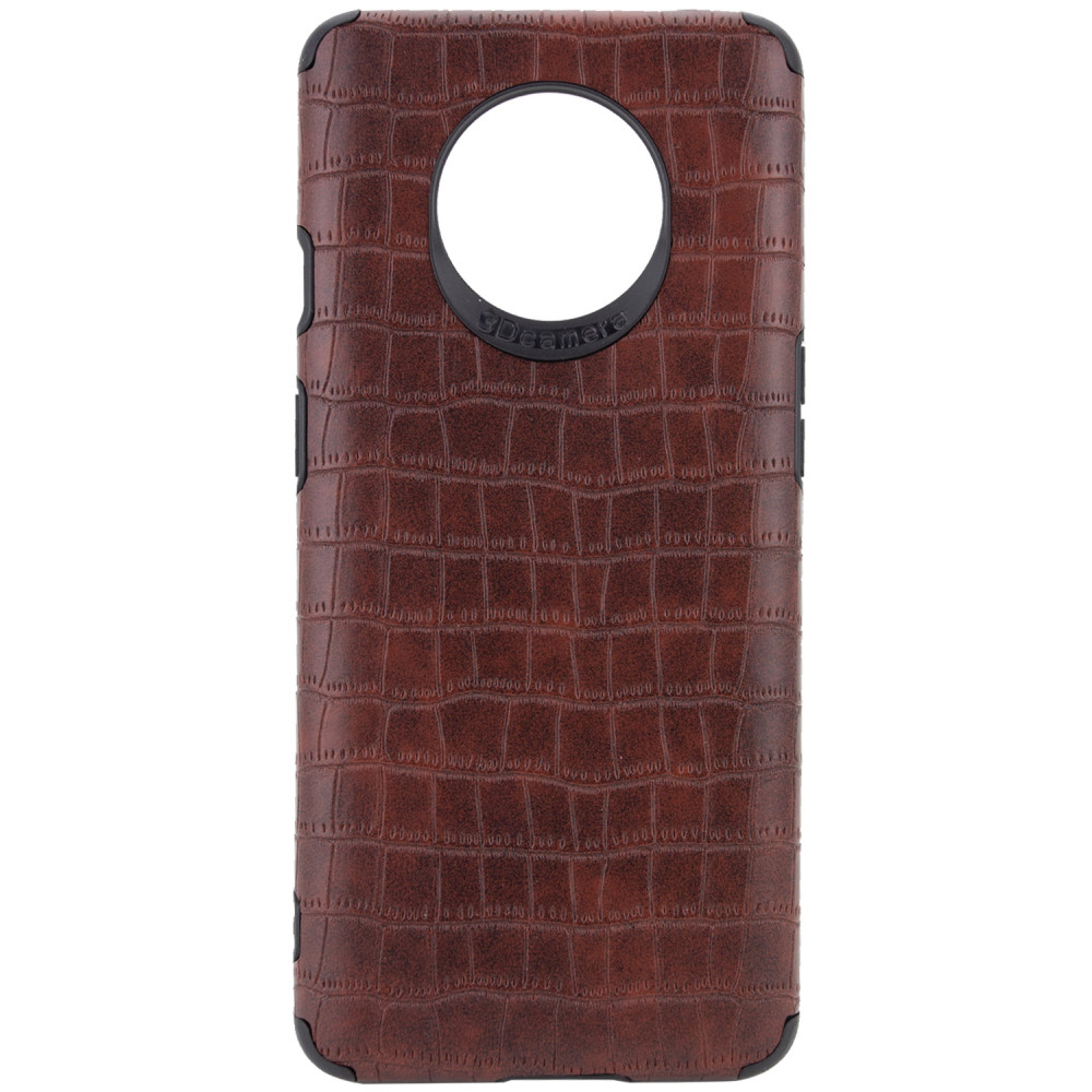 Кожаная накладка Epic Vivi Crocodile series для OnePlus 7T (Темно-коричневый)