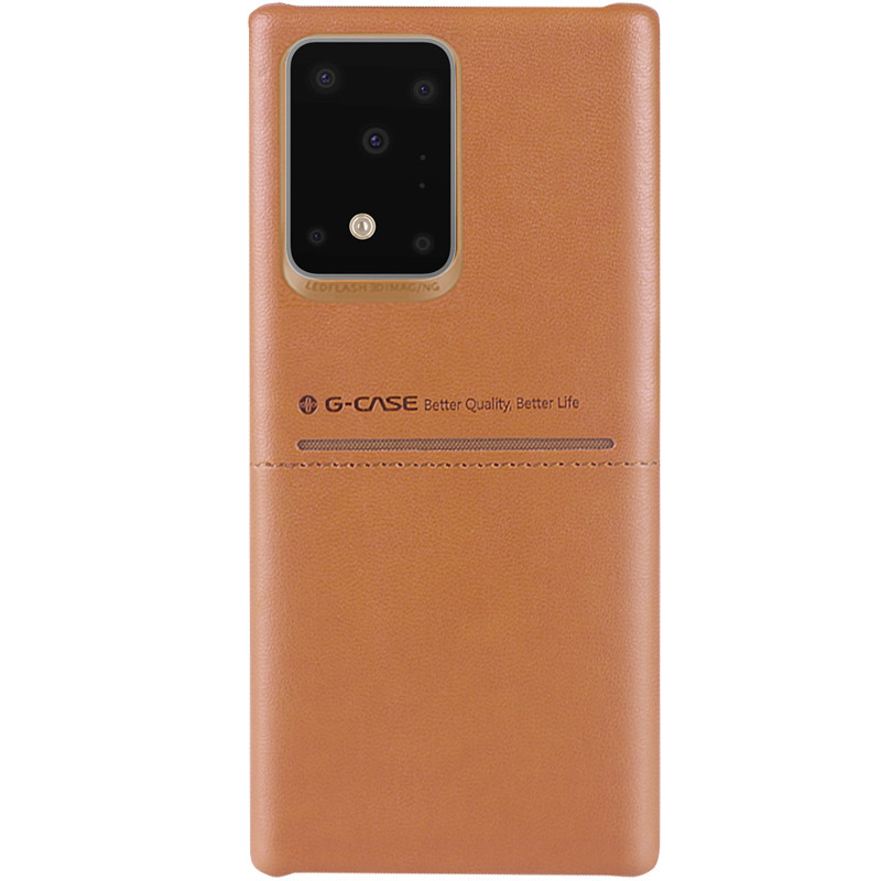 Кожаная накладка G-Case Cardcool Series для Samsung Galaxy S20 Ultra (Коричневый)