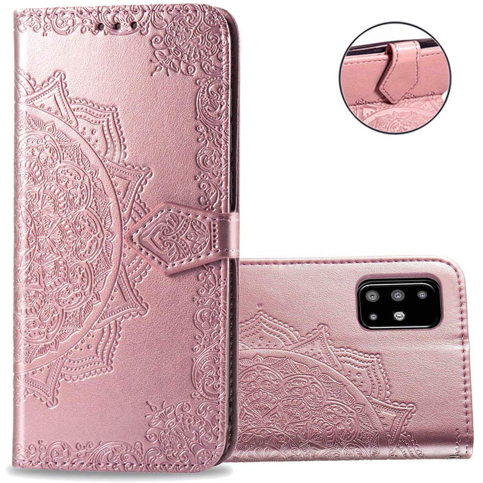 Кожаный чехол (книжка) Art Case с визитницей для Samsung Galaxy A51 (Розовый)