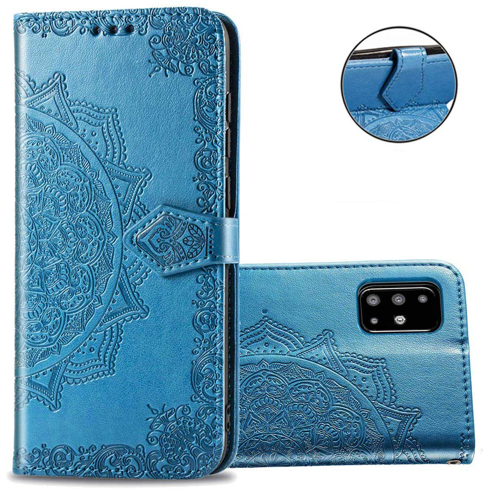 Кожаный чехол (книжка) Art Case с визитницей для Samsung Galaxy A51 (Синий)