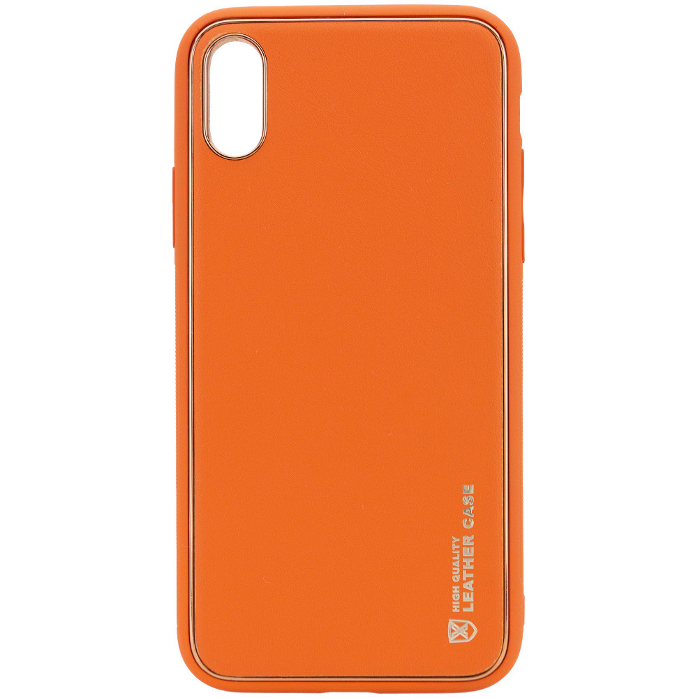 Кожаный чехол Xshield для Apple iPhone XR (6.1") (Оранжевый / Apricot)