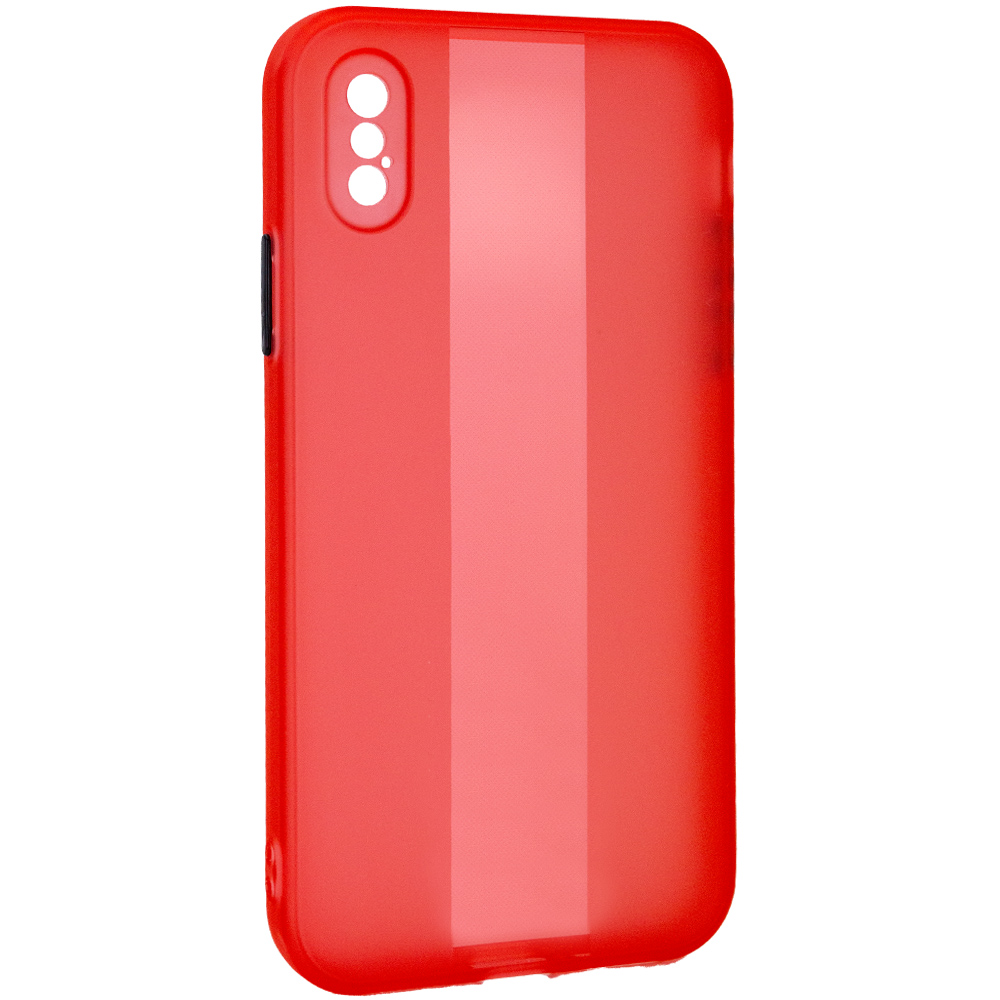 Чехол TPU Glossy Line Full Camera для Apple iPhone X / XS (5.8") (Красный)