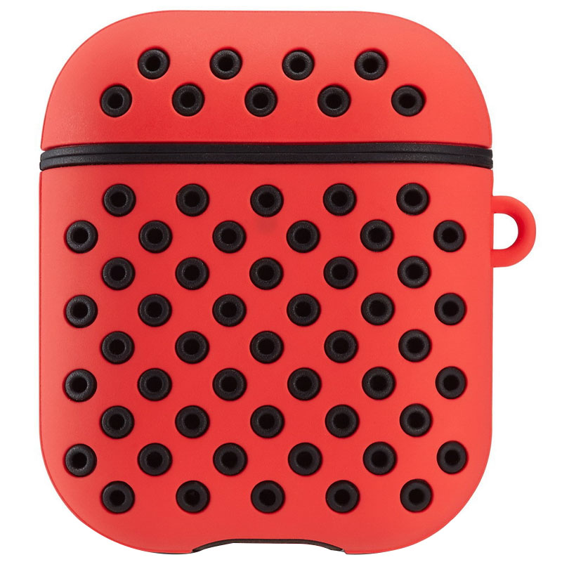 Силіконовий футляр для навушників Airpods Sport з карабіном  (Червоний / чорний)