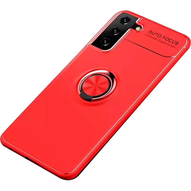 TPU чехол Deen ColorRing под магнитный держатель (opp) для Samsung Galaxy S21+ (Красный / Красный)