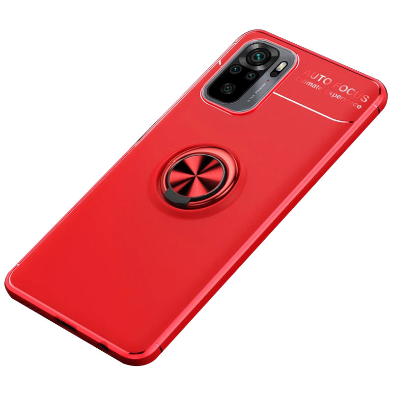 TPU чехол Deen ColorRing под магнитный держатель (opp) для Xiaomi Redmi Note 10s (Красный / Красный)