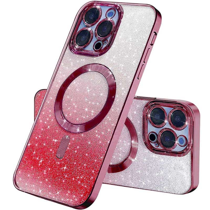 TPU чехол Delight case with MagSafe с защитными линзами на камеру для Apple iPhone 13 Pro (6.1") (Красный / Red)