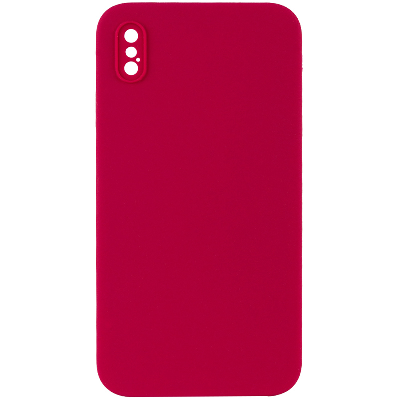 Silicone Case Square Full Camera Protective (AA) NOLOGO для Apple iPhone XS Max (6.5") (Червоний / Rose Red)