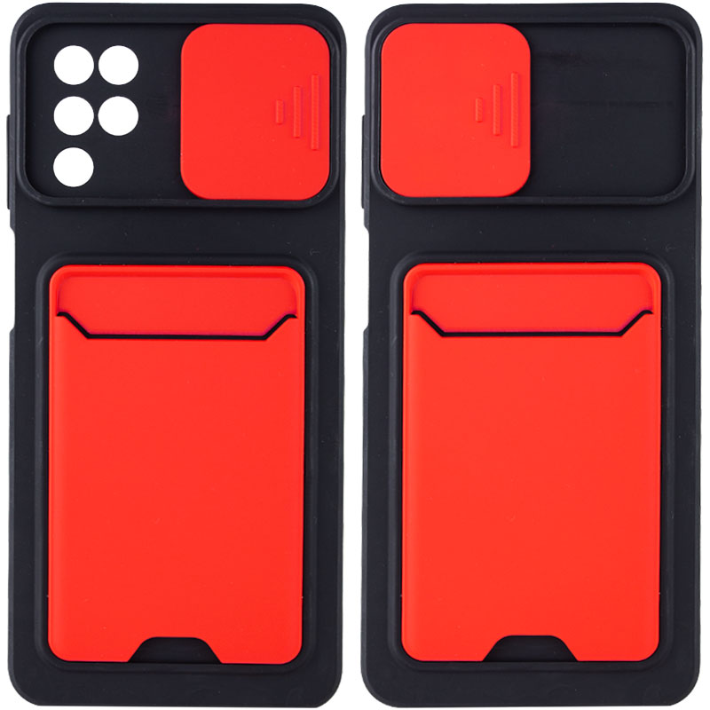 TPU+PC чехол Card Holder для Samsung Galaxy A12 / M12 (Красный)