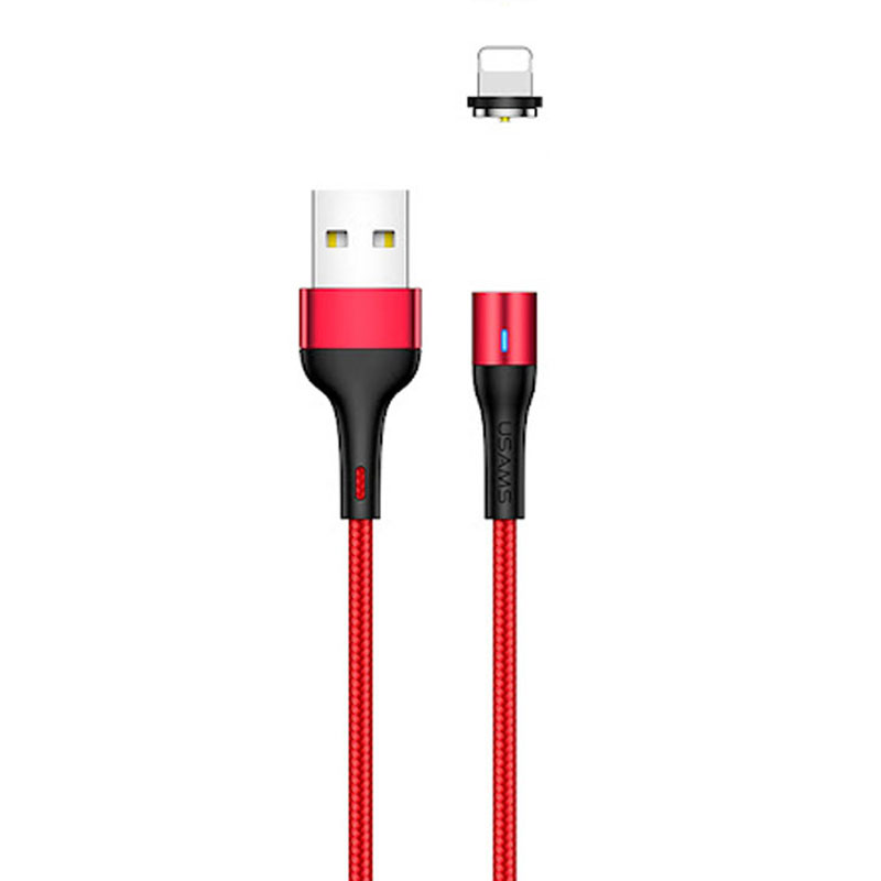 Дата кабель USAMS US-SJ333 U29 Magnetic USB to Lightning (1m) (Червоний)