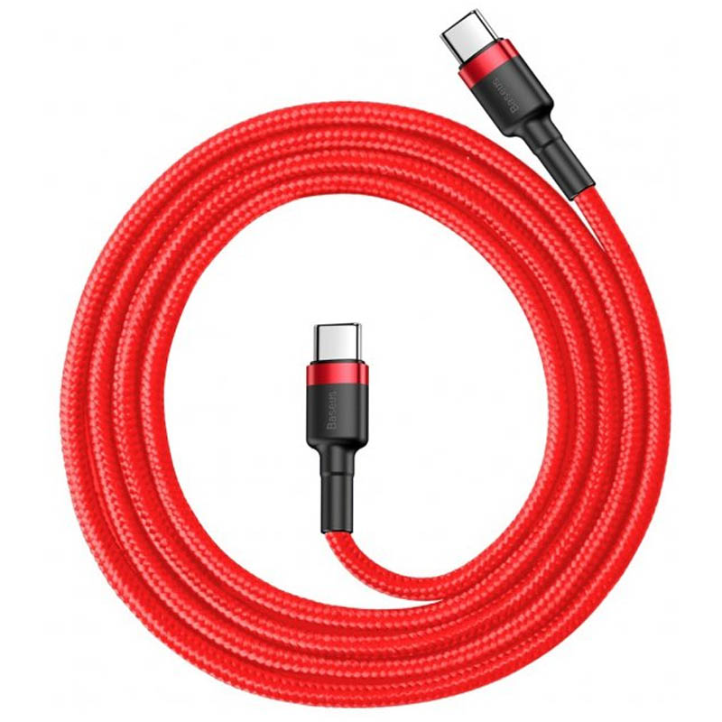 Дата кабель Baseus Cafule Type-C to Type-C Cable PD 2.0 60W (2m) (CATKLF-H) Красный в магазине onecase.com.ua