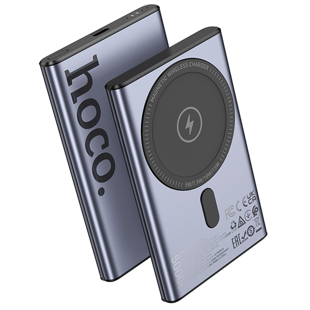 Портативное ЗУ Power Bank Hoco Q32 Bird PD20W с БЗУ 5000 mAh (Metal gray)