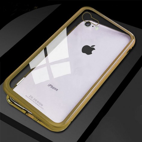 Metal+Glass чехол с магнитной защелкой для Apple iPhone SE (2020) (Золотой)
