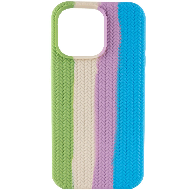 Чехол Silicone case Full Braided для Apple iPhone 13 (6.1") (Мятный / Голубой)