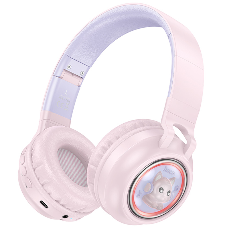 Накладные беспроводные наушники Hoco W50 Cute fun (Pink)