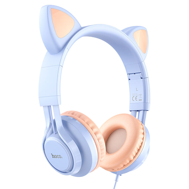 Накладные наушники Hoco W36 Cat ear (3.5mm/1.2m) (Dream Blue)