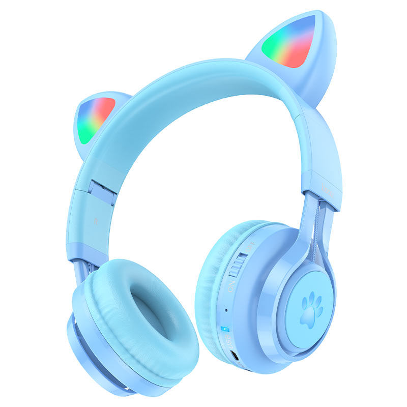 Накладные беспроводные наушники Hoco W39 Cat ear (Blue)
