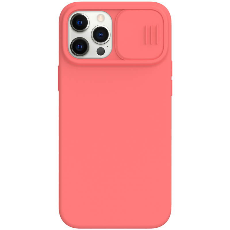 Силиконовая накладка Nillkin Camshield Silky Magnetic для Apple iPhone 12 Pro Max (6.7") (Оранжево-розовый)