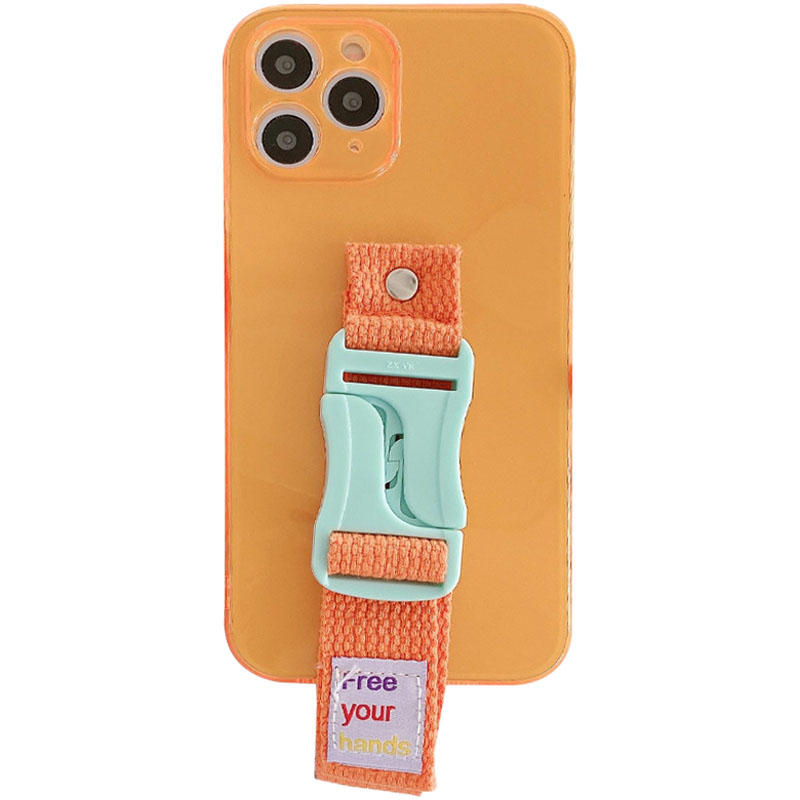 Чехол Handfree с цветным ремешком для Apple iPhone 11 Pro Max (6.5") (Оранжевый)