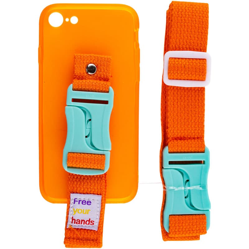 Чехол Handfree с цветным ремешком для Apple iPhone 7 (4.7') (Оранжевый)