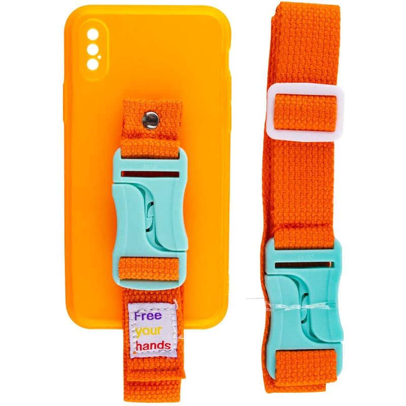 Чехол Handfree с цветным ремешком для Apple iPhone XS Max (6.5") (Оранжевый)
