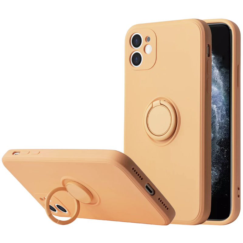 Чехол TPU Candy Ring Full Camera для Apple iPhone 12 (6.1") (Оранжевый / Coral)