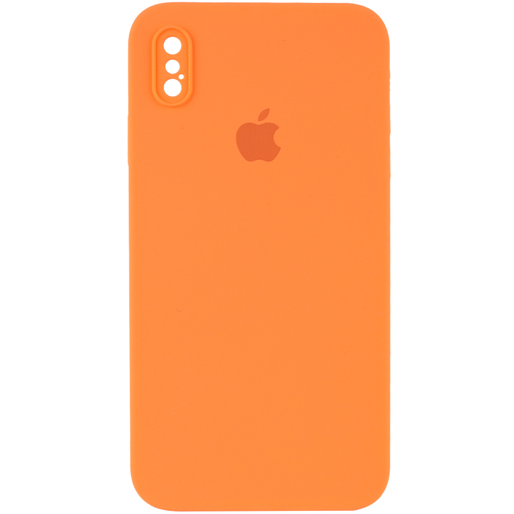 Чехол Silicone Case Square Full Camera Protective (AA) для Apple iPhone XS Max (6.5") (Оранжевый / Papaya)