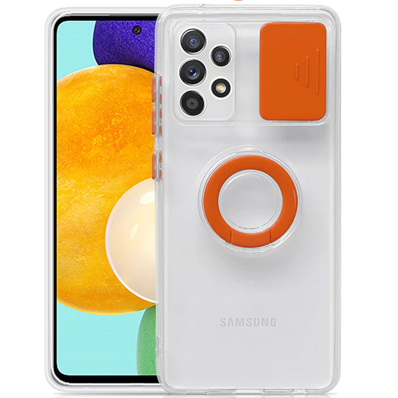 Чехол Camshield ColorRing TPU со шторкой для камеры для Samsung Galaxy A32 4G (Оранжевый)