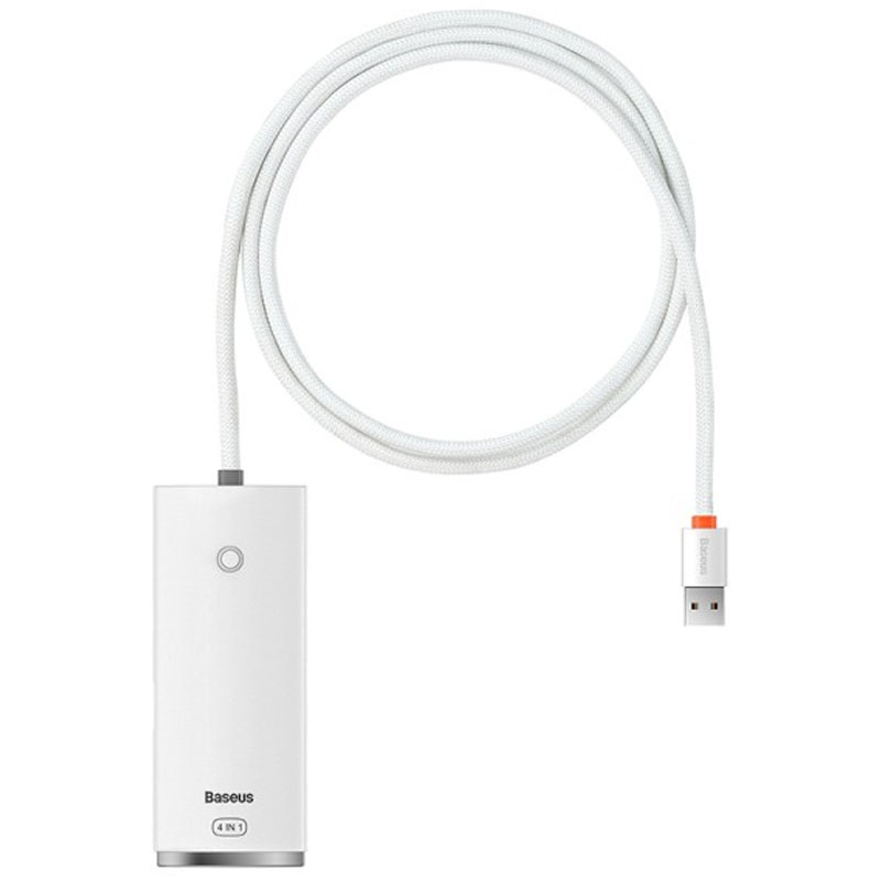Переходник HUB Baseus Lite Series 4-Port USB-A HUB Adapter (USB-A to USB 3.0*4) 25cm (WKQX) (Белый)