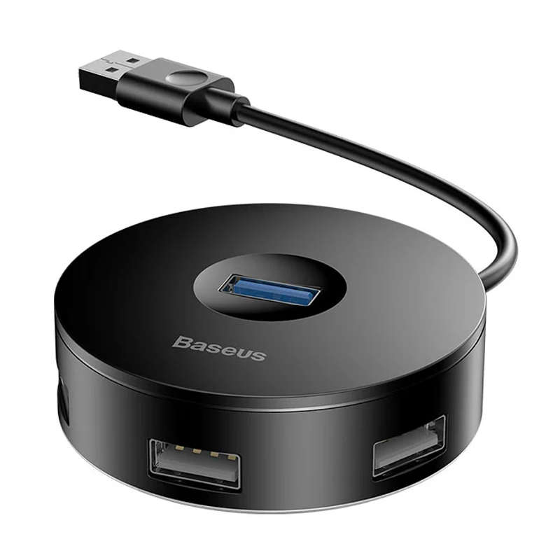Переходник HUB Baseus Round Box USB to USB 3.0 + 3USB 2.0 (1m) (CAHUB) (Черный)