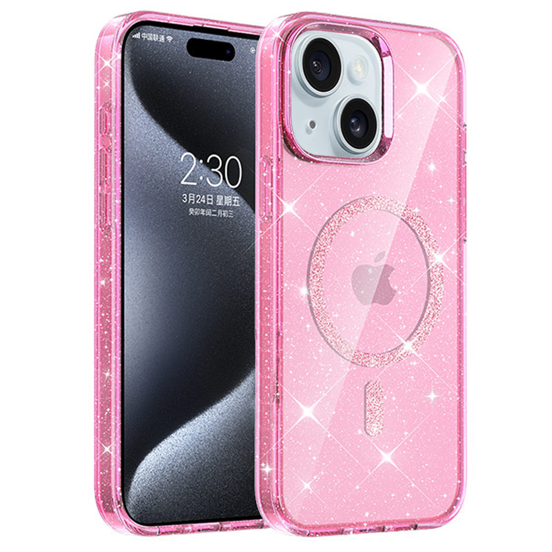 Чехол TPU Eclipse Sparkle (MagFit) для Apple iPhone 15 (6.1") (Pink)