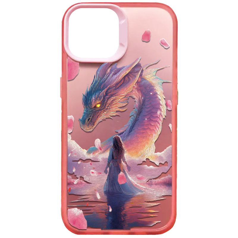 TPU+PC чехол TakiTaki Fantasy magic glow для Apple iPhone 13 / 14 (6.1") (Pink Dragon - Pink)