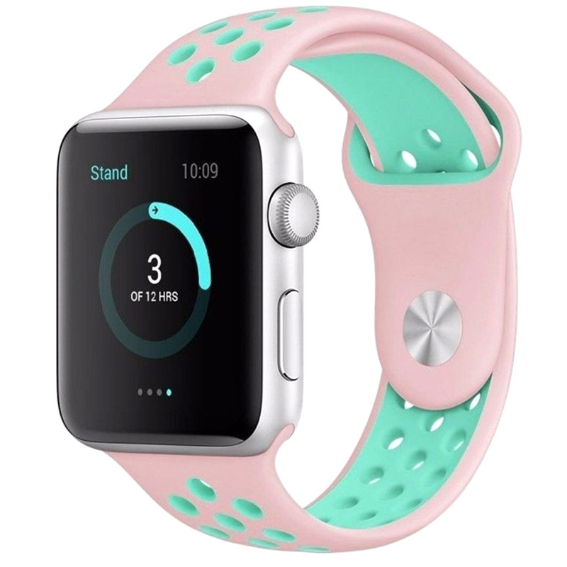 Силиконовый ремешок Sport+ для Apple watch 42mm / 44mm (Pink / Marine Green)