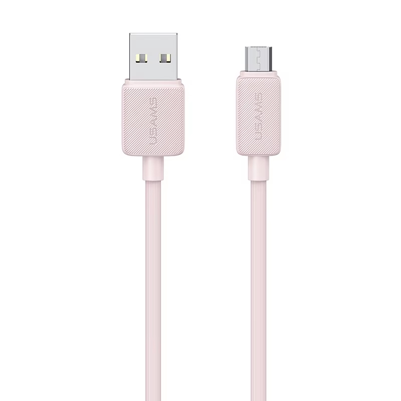 Дата кабель Usams US-SJ690 Striped KY Ser. USB to MicroUSB 2A (1m) (Pink)
