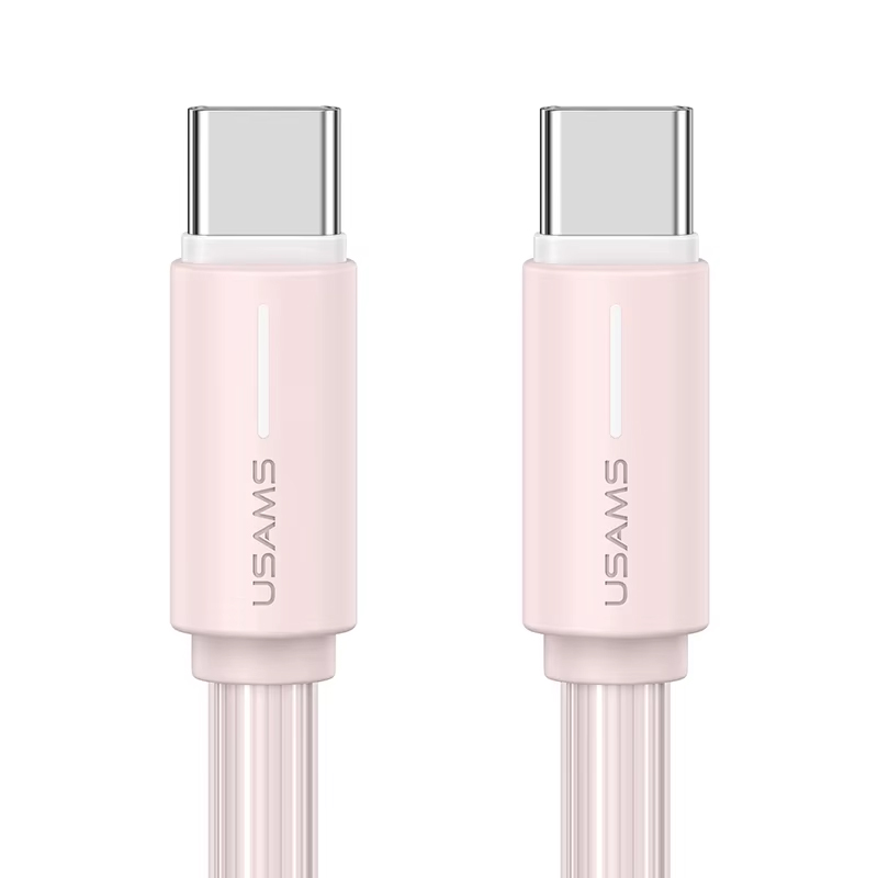 Дата кабель Usams US-SJ734 Bicolor Charging YR Ser. Type-C to Type-C 60W (1m) (Pink)